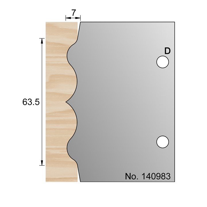 63.5 x 7mm Reeding Profile Cutter in HSS - 140893