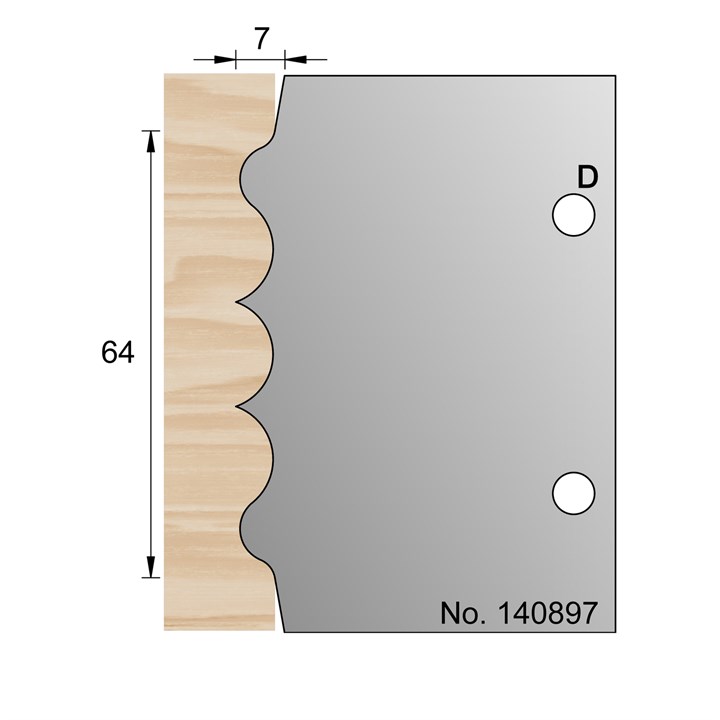 64 x 7mm Reeding Profile Cutter in HSS - 140897