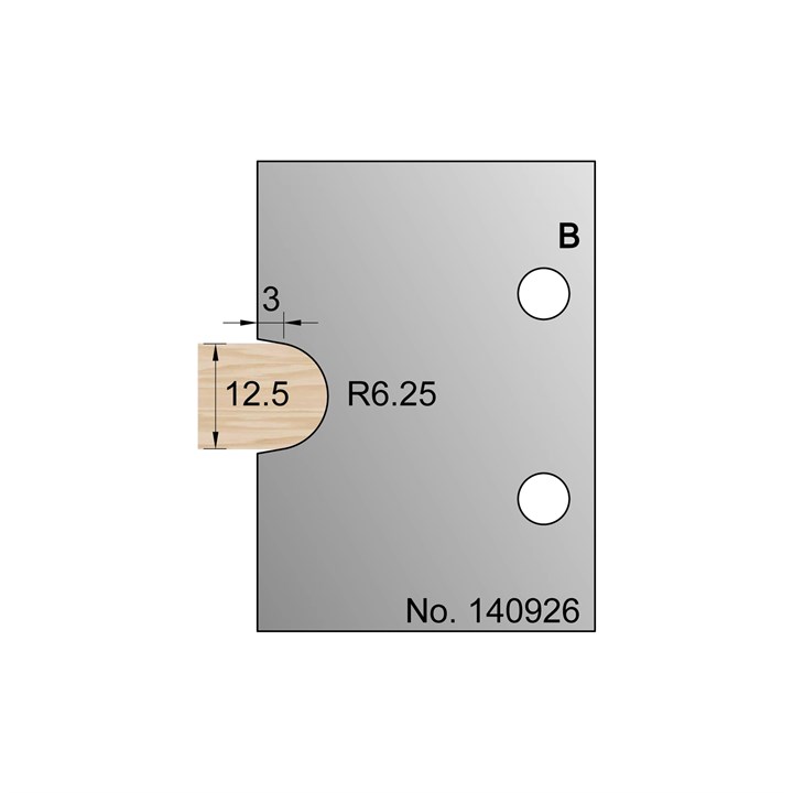12.5mm Dia (R6.25) Bullnose Cutter in HSS - 140926
