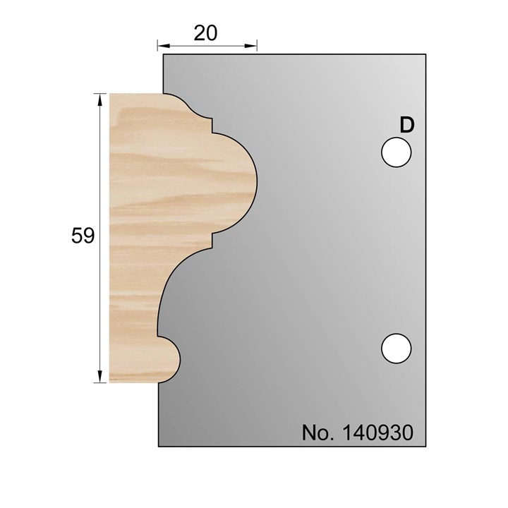 59 x 20mm Astragal Profile Cutter in HSS - 140930