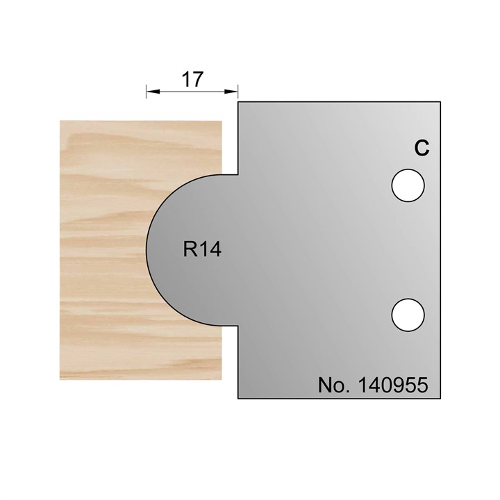 28mm Dia (R14) Convex Profile Cutter in HSS - 140955