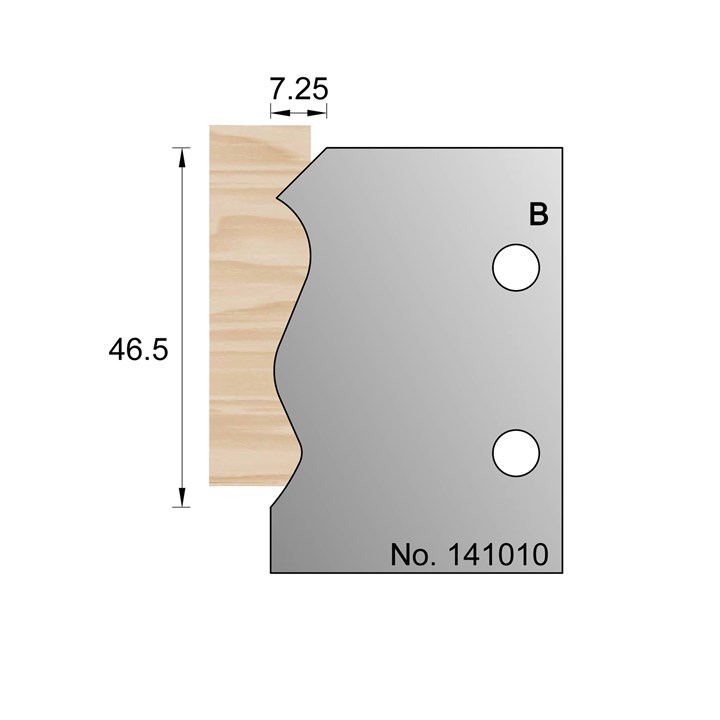 46.5 x 7.25mm Skirting Profile Cutter in HSS - 141010