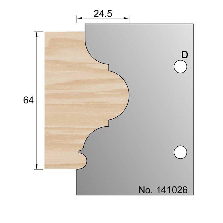 64 x 24.5mm Astragal Profile Cutter in HSS - 141026