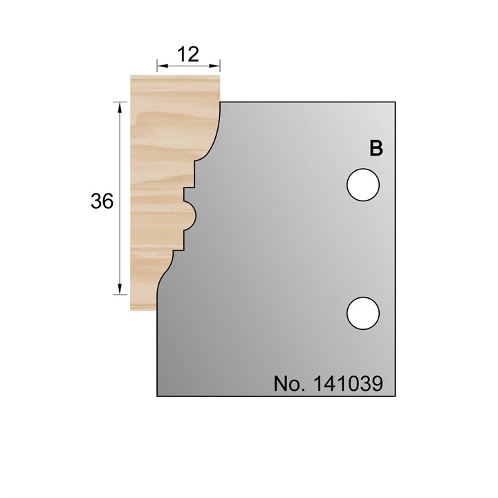 36 x 12mm Skirting Profile Cutter in HSS - 141039