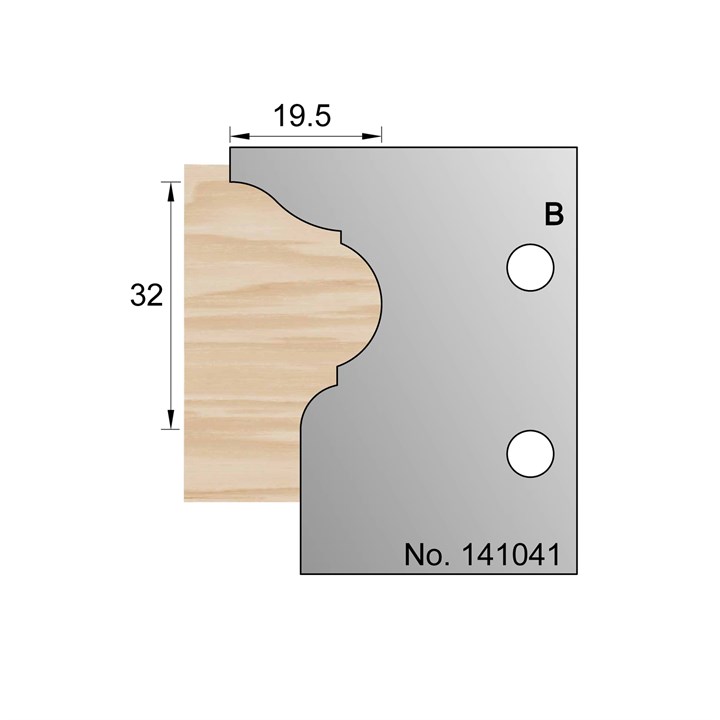 32 x 19.5mm Astragal Profile Cutter in HSS - 141041