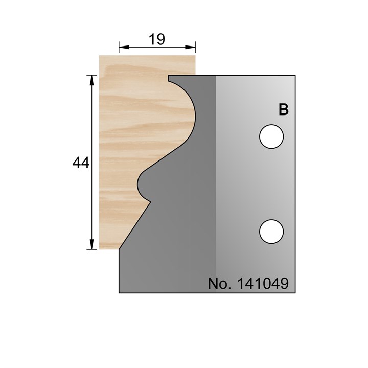 44 x 19mm Horn Skirting Profile Cutter in TCT - 141049