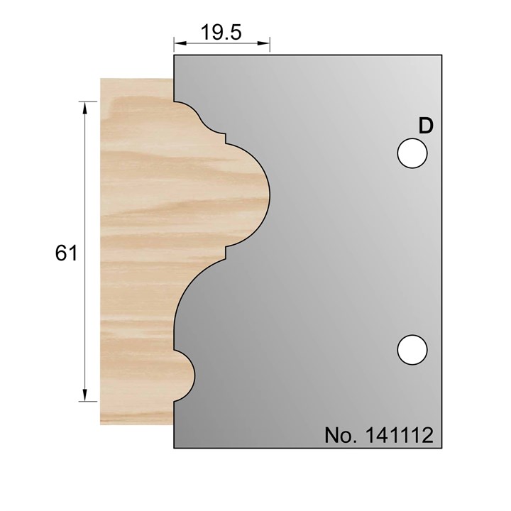 61 x 19.5mm Astragal Profile Cutter in HSS - 141112