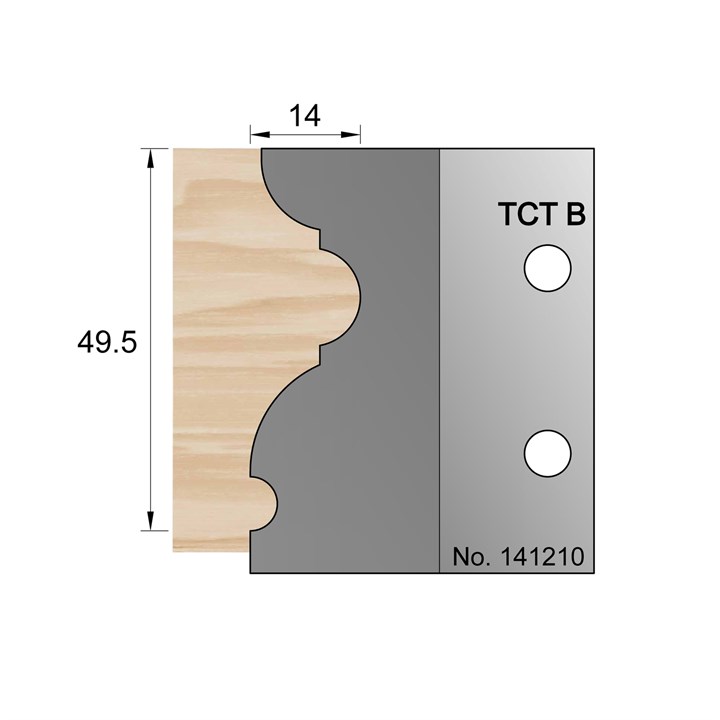 49.5 x 14mm Astragal Profile Cutter in TCT - 141210