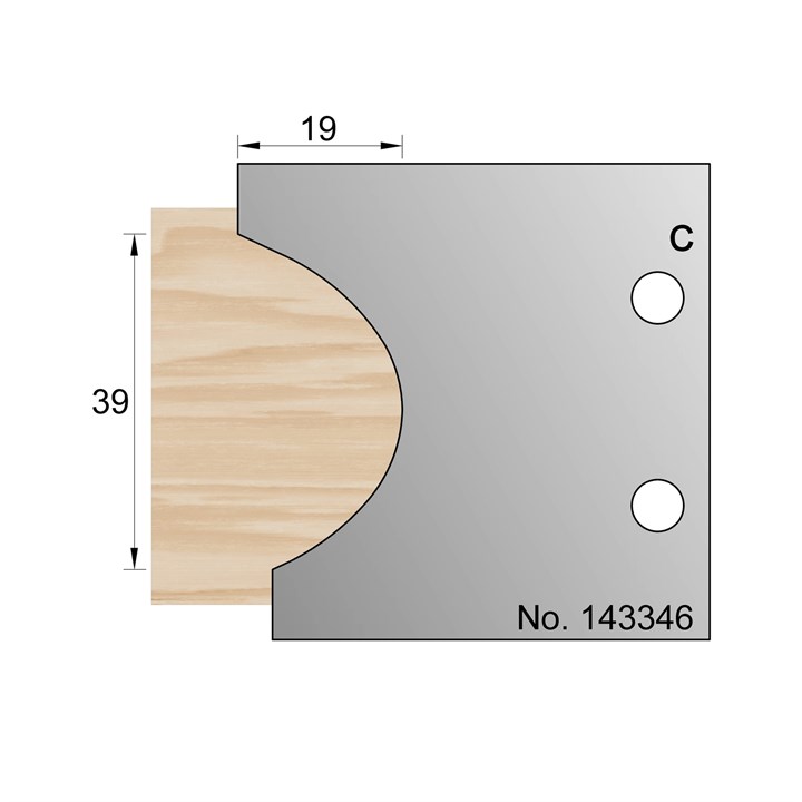 39 x 19mm Handrail Profile Cutter in HSS - 143346