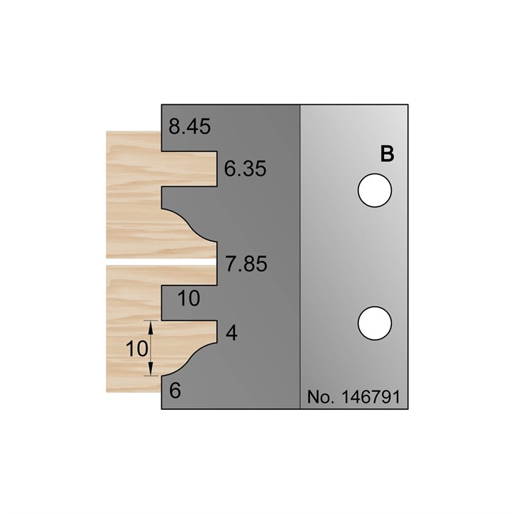 10 x 6.35mm wide T & G Profile Cutter in TCT - 146791