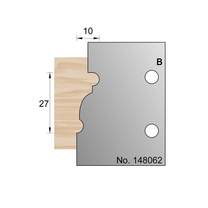 27 x 10mm Beaded Bolection Profile Cutter in HSS - 148062