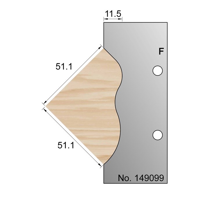 51.1 x 51.1mm Weather Bar Profile Cutter in HSS - 149099