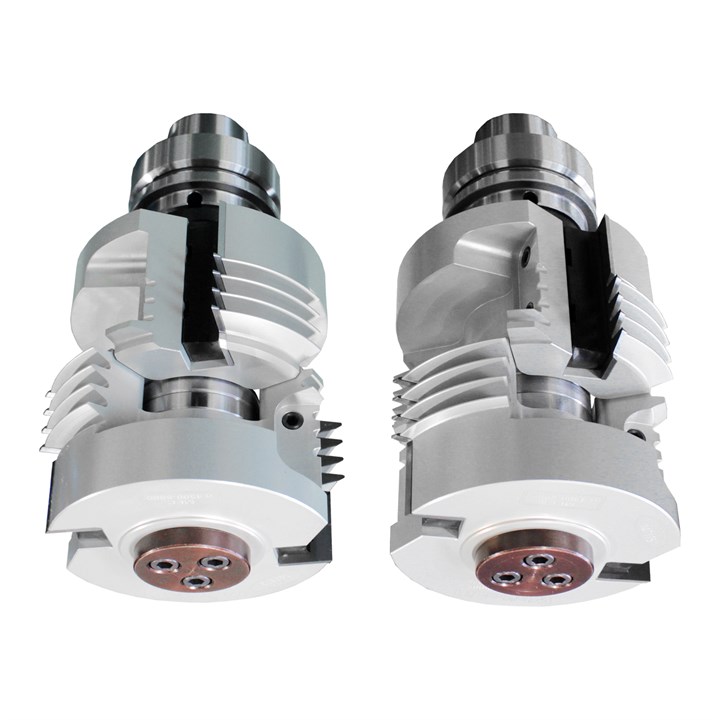 Adjustable Glue Joint Block (Pair) Mounted & Balanced on 130mm HSK63F Holder - 40-113mm Wood & 30-60mm Glue Joint Area