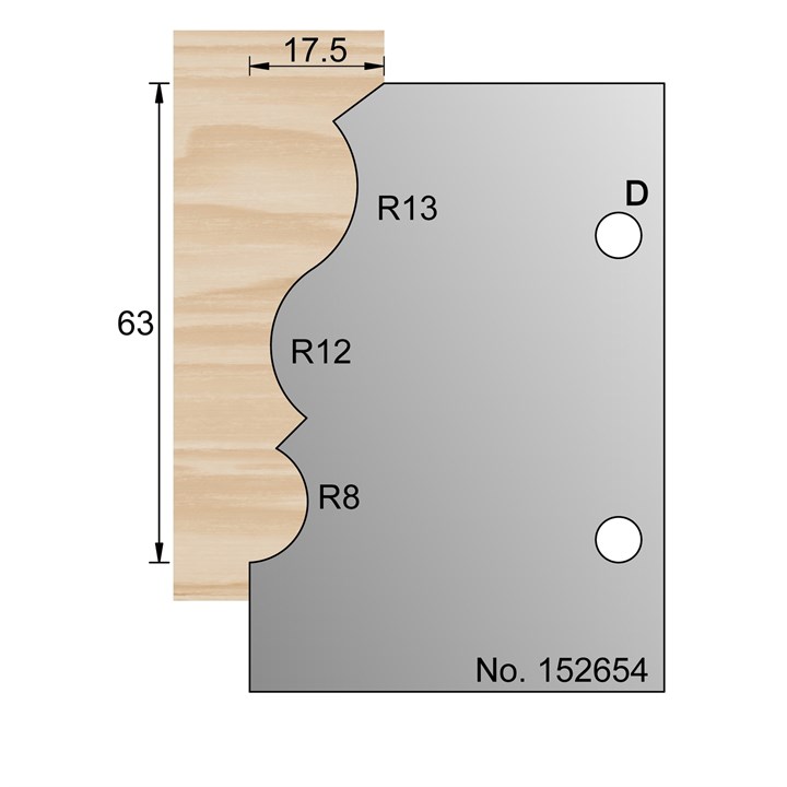 63 x 17.5mm Skirting Profile Cutter in HSS - 152654