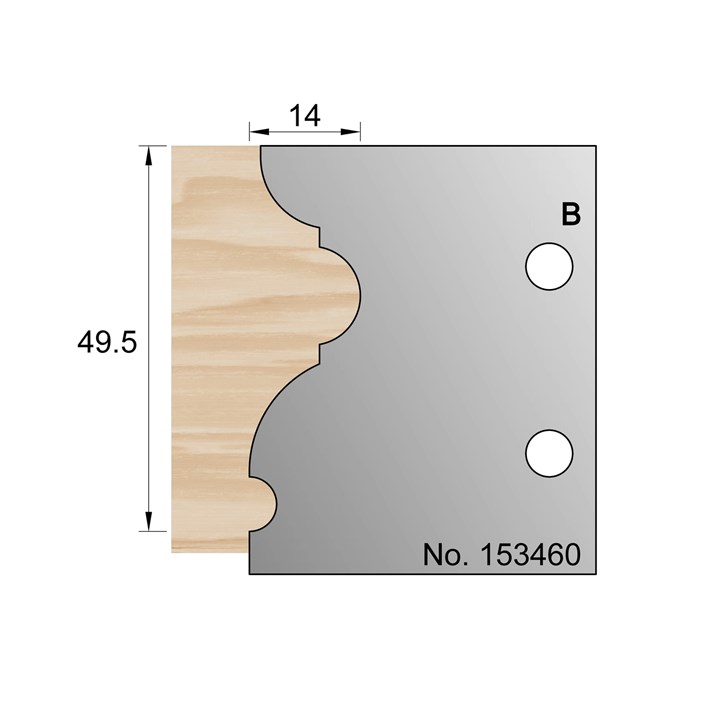 49.5 x 14mm Astragal Profile Cutter in HSS - 153460