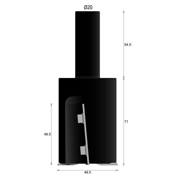 50 mm Rebate Block - 50 x 124.25 x 20mm MEC Shank