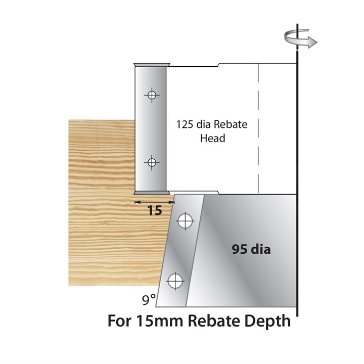 95 x 46 mm 15 mm Rebate 9 Deg TC Mould Head