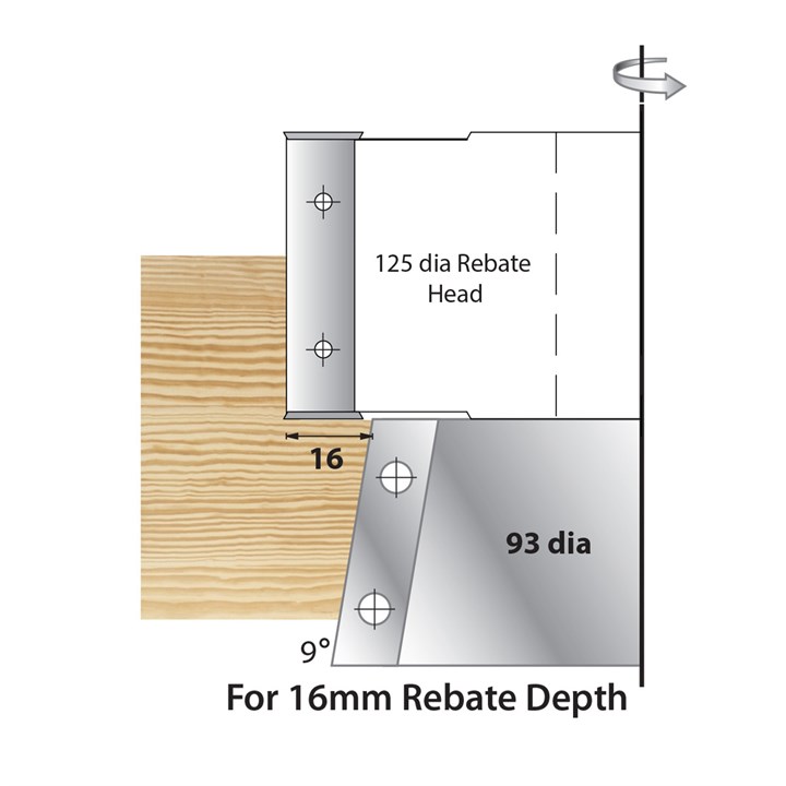 93 x 46 mm 16 mm Rebate 9 Deg TC Mould Head