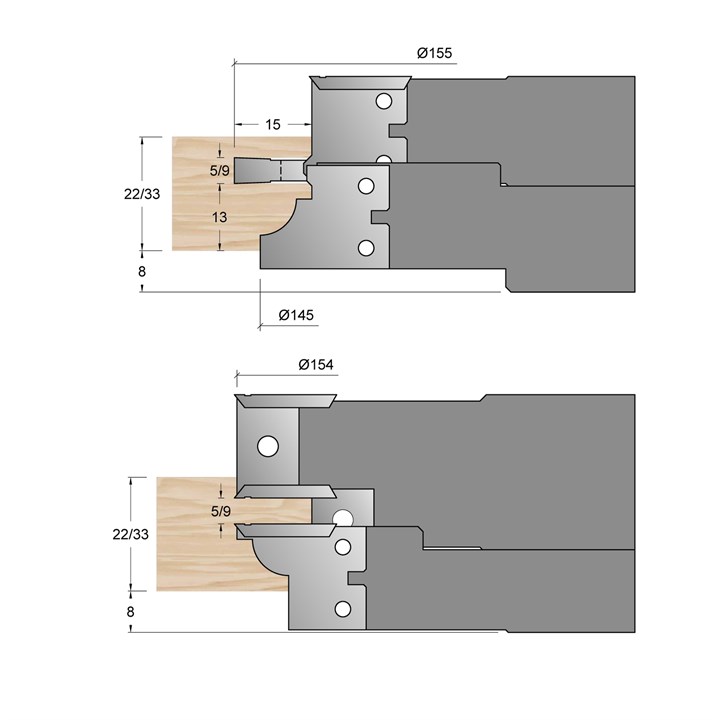 Profiled Kitchen Door Set (Ovolo, Lambs Tongue & Bevel)