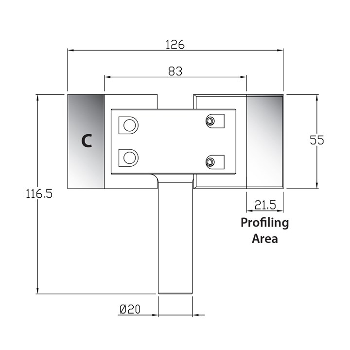 76 x 108 x 20 mm MEC Shank Profie Block Type C